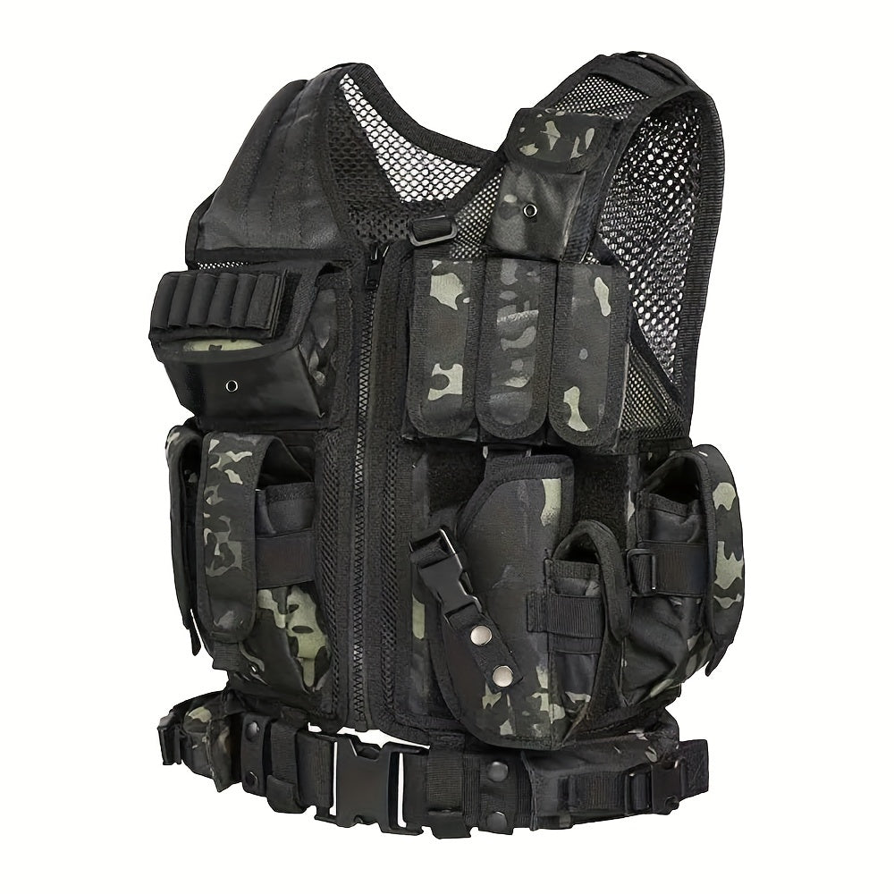 Unisex Taktische Mesh-Weste – Verstellbares Holster & Abnehmbarer Gürtel
