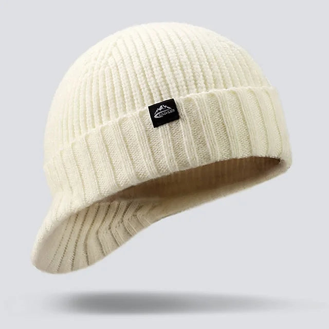 Gorro de Invierno para Hombre – Beanie de Punto Acanalado con Dobladillo