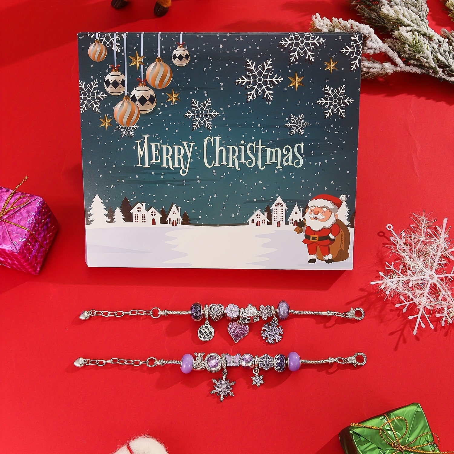 Damen 24 Tage Lavendel Schmuck Set - DIY Armband & Perlen Adventskalender