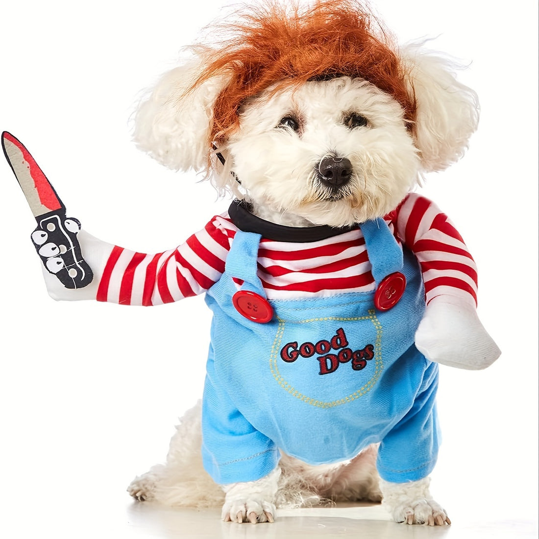 Costume per animali domestici con bambole assassine per cani e gatti - Costume di Halloween che cammina in piedi