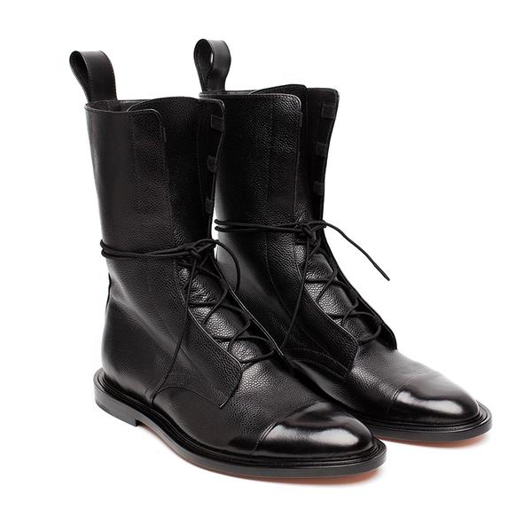 Botas de cordones para mujer negras - Altura media con suela perfilada