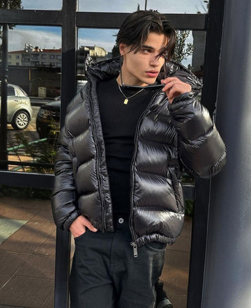 Herren Isolierte Pufferjacke - Kapuze & Gesteppt