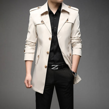 Herren Stylischer Trenchcoat - Slim-Fit-Stil