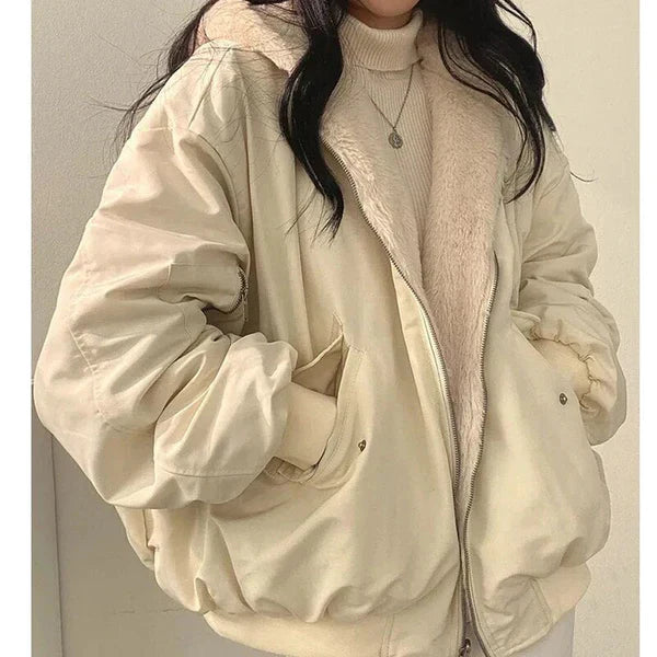 Damen Wende-Winterjacke - Warme Oversized Passform