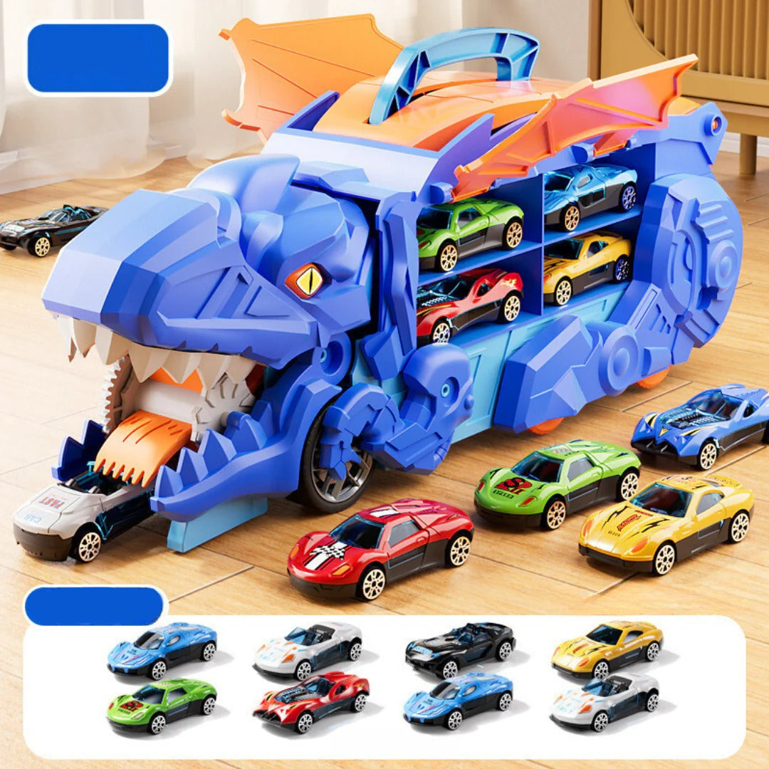 Dinosaurier Spielzeug-LKW Spielset - Träger Aufbewahrung mit Mini Rennautos