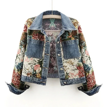 Damen Jeansjacke mit Blumenmuster im Vintage-Stil - Stilvoll & Klassisch