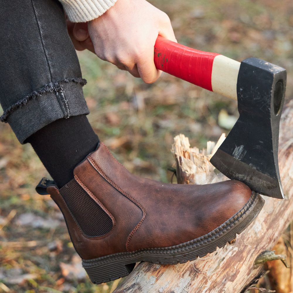 Herr Chelsea-stövlar att glida in i - slip-on-stil med profilssula