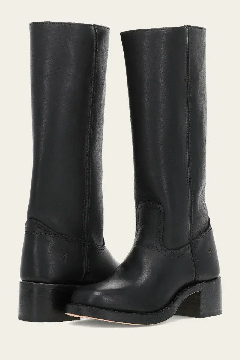 Dam knähöga stövlar - slip-on stil & blockklack