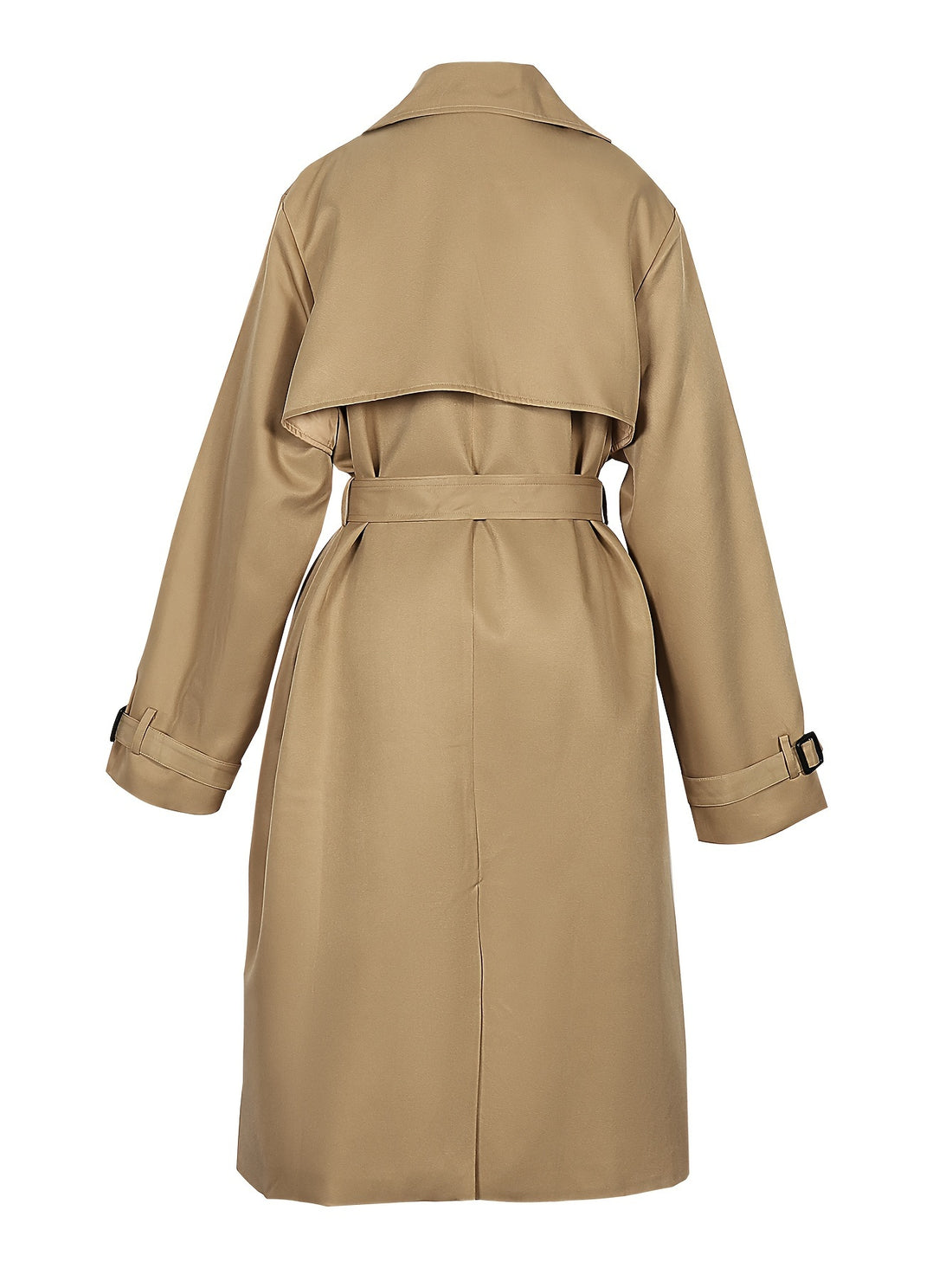 Women's Elegant Long Trench Coat - Double-Breasted Style