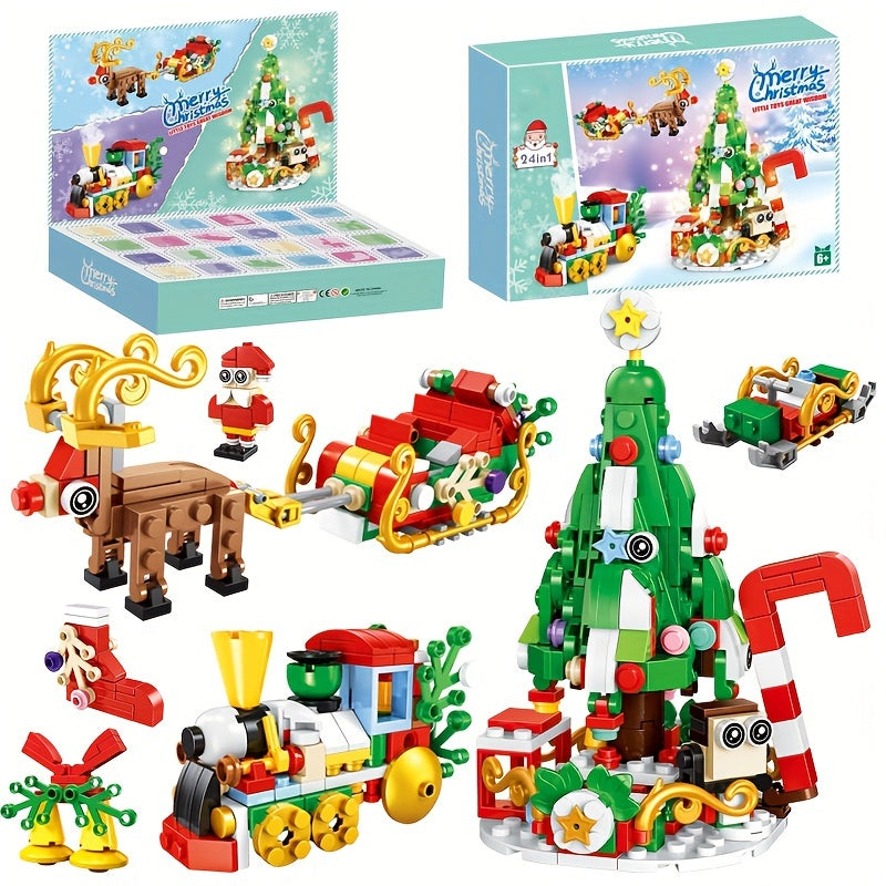 24-in-1 Weihnachts-Baustein-Set - Adventskalender Zug & Baum