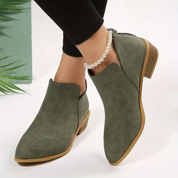 Damen Klassische Stiefeletten - Niedriger Absatz & Spitze Zehenpartie