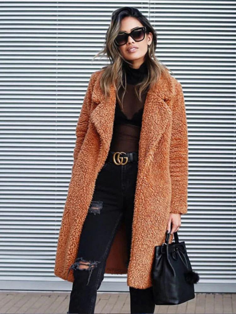 Dam Mjuk Oversize Kappa - Lång & Reverskrage-stil
