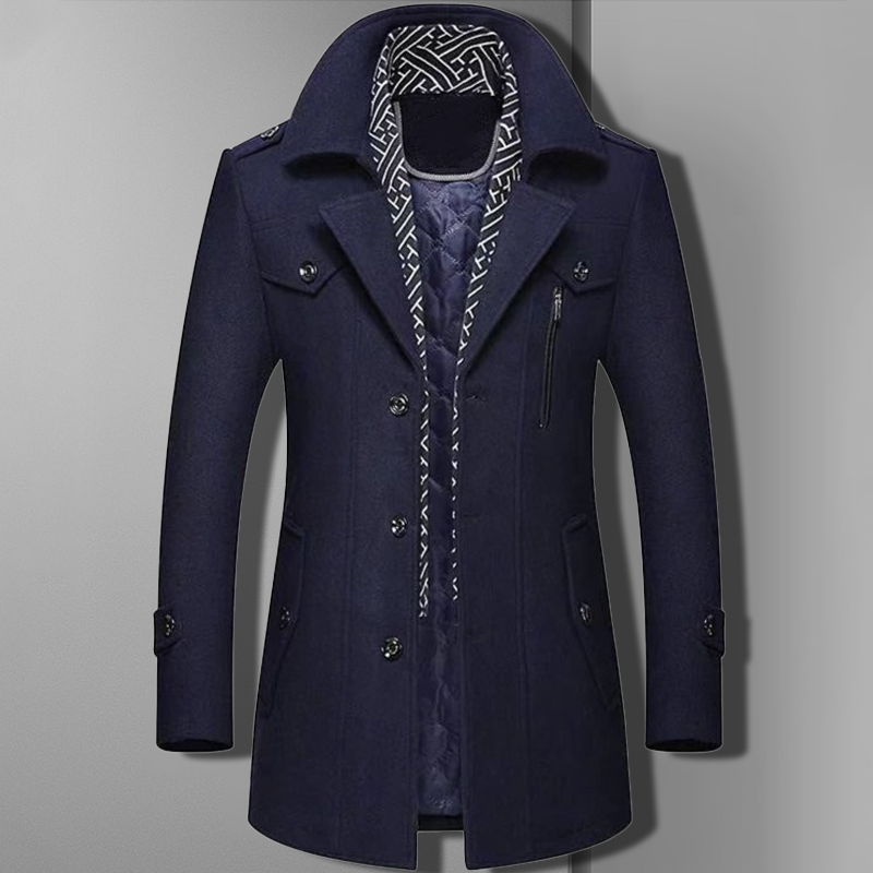 Men's Slim Tailored Coat - Quilted Insert & Multi-pocket