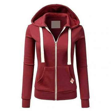 Damen Slim-Fit Kapuzenpullover - Mit Reißverschluss & Kängurutasche