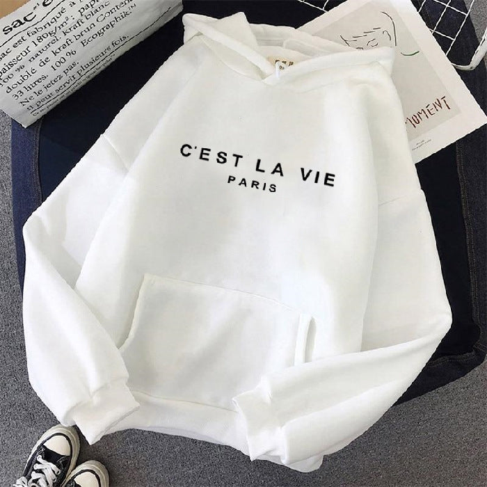Women's Loose Hoodies - Graphic Print & Kangaroo Pocket
