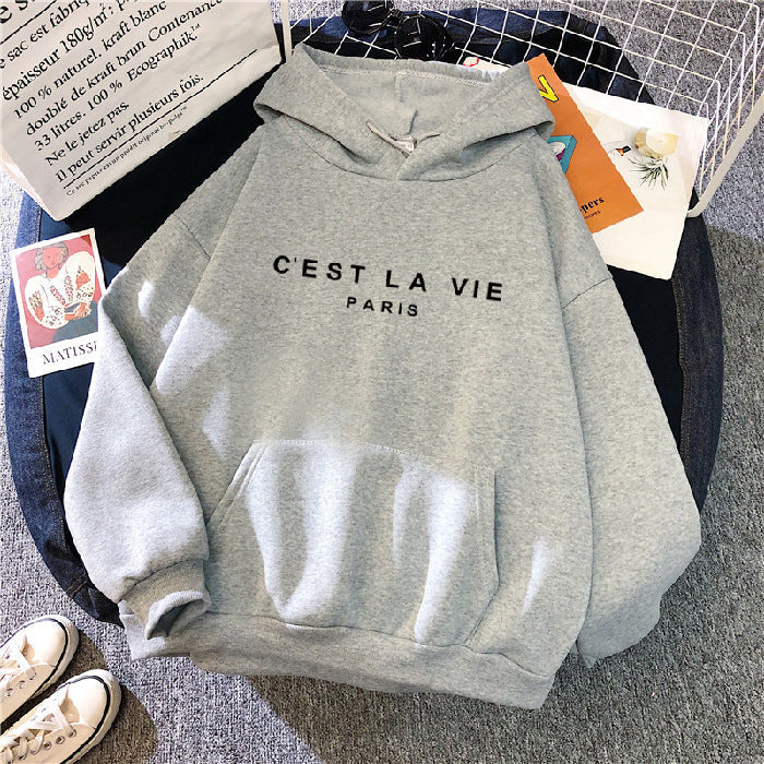Women's Loose Hoodies - Graphic Print & Kangaroo Pocket