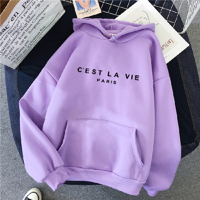 Women's Loose Hoodies - Graphic Print & Kangaroo Pocket