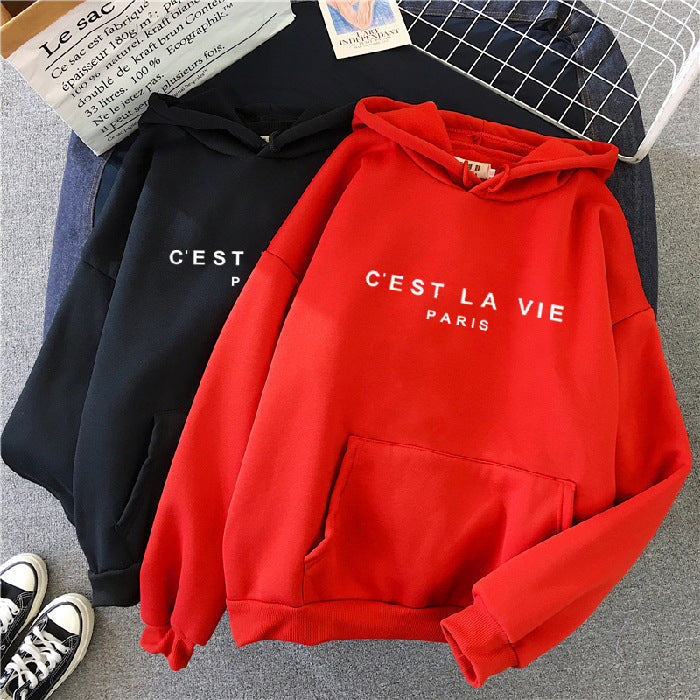 Women's Loose Hoodies - Graphic Print & Kangaroo Pocket