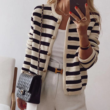 Damen Gestreifter Cardigan - Gemütlich & Stilvoll
