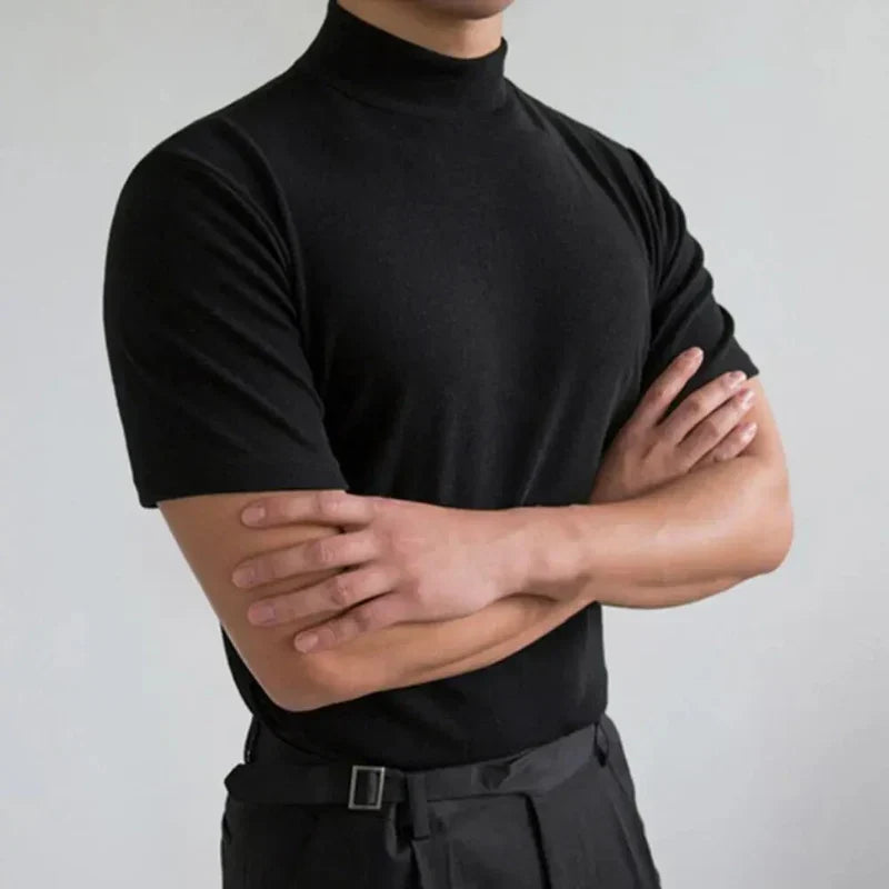 Stilfull t-shirt med hög krage för herrar