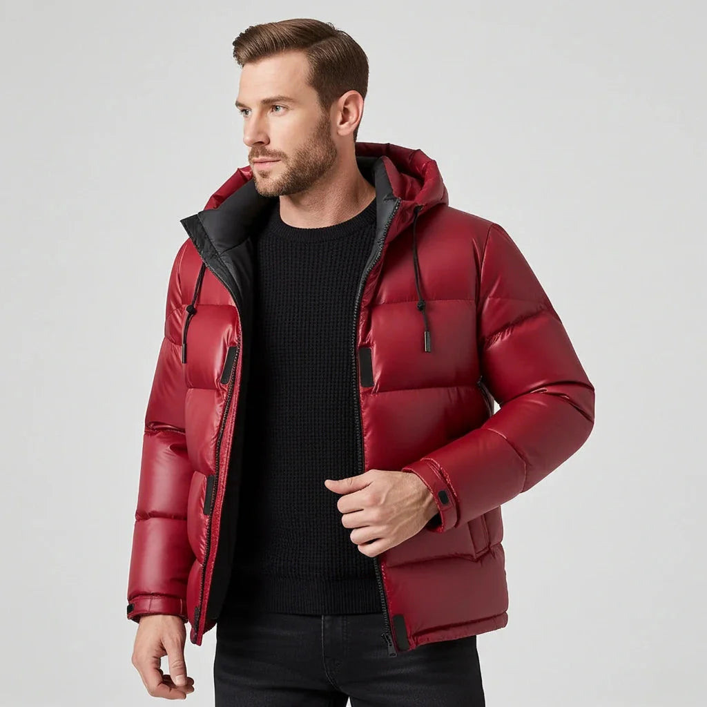 Herren Kapuzen-Steppjacke - Isolierte Oberbekleidung mit Reißverschluss