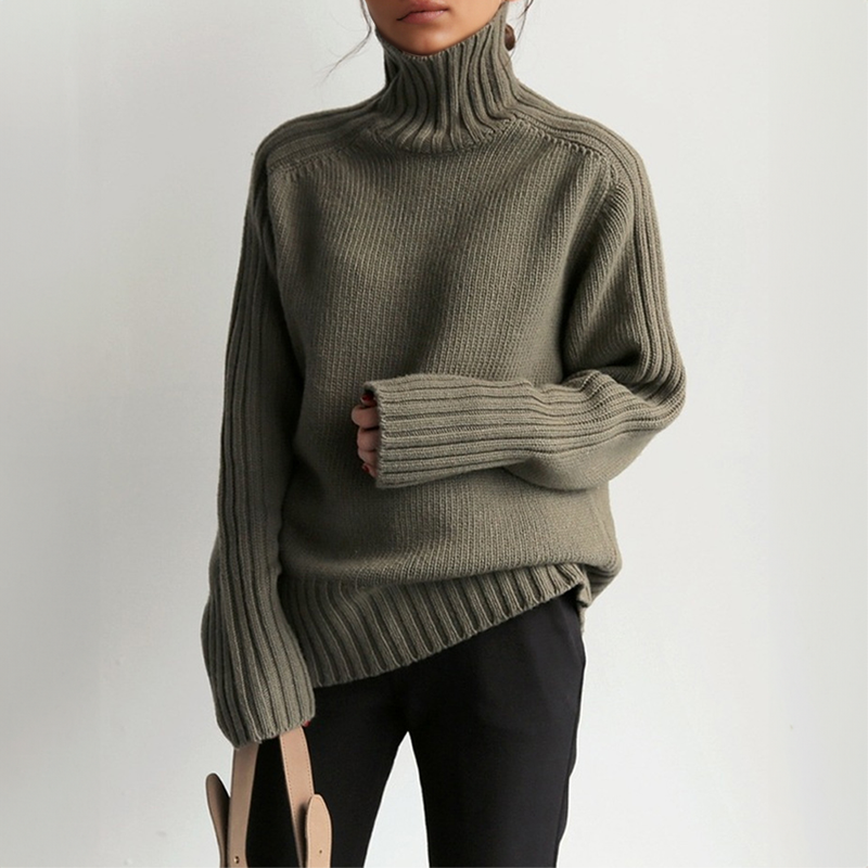 Eleganter Strickpullover mit Hohem Kragen für Damen | Isabella