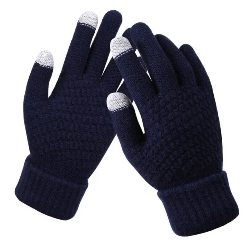 Women's Knitted Touchscreen Winter Gloves - Ribbed Cuffs