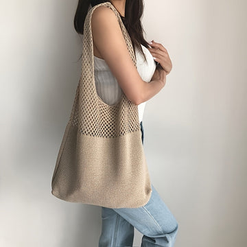 Damen Knitted Tote Bag - Boho-Stil