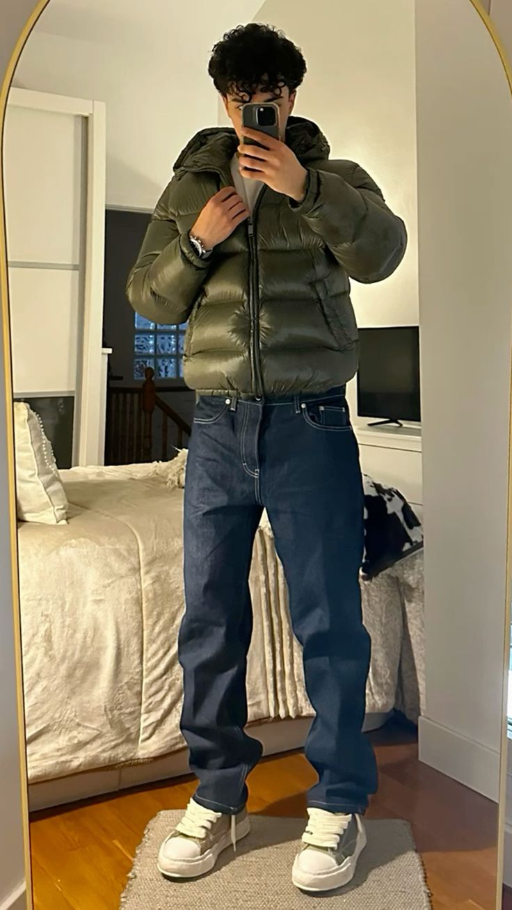 Herren Isolierte Pufferjacke - Kapuze & Gesteppt