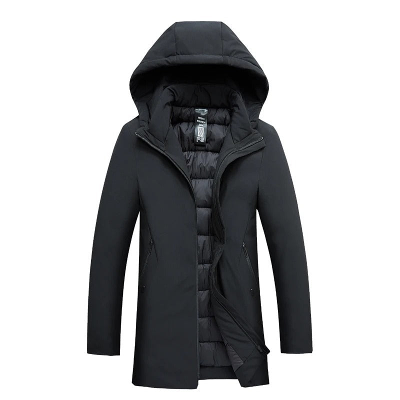 Herren Langer Winter Parka – Gefütterter Steppmantel mit Kapuze