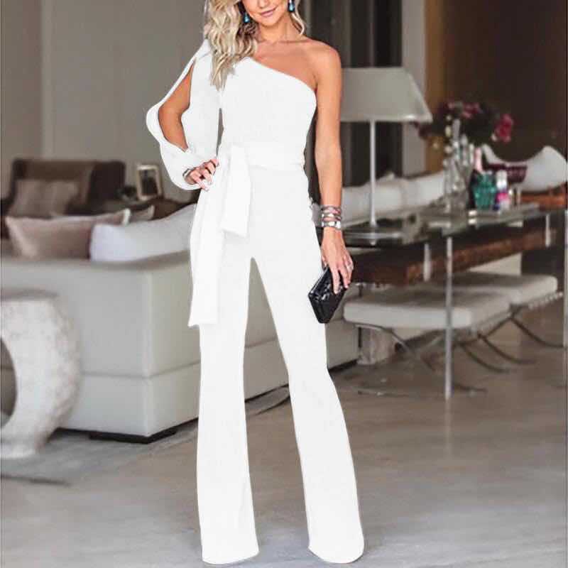 Damen Einarm-Jumpsuit - Weites Bein mit Schlitz-Ärmel
