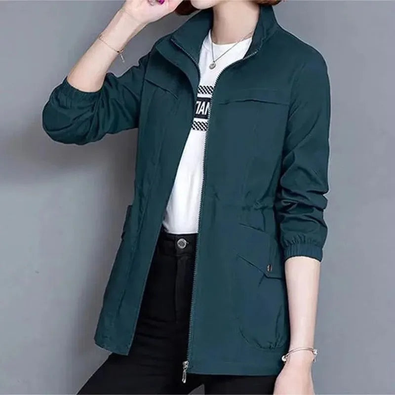 Damen Übergangsjacke - Stehkragen mit Verstellbarer Taille