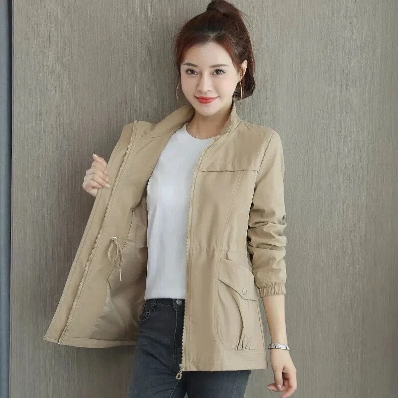 Damen Übergangsjacke - Stehkragen mit Verstellbarer Taille