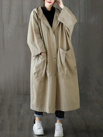 Damen Wasserdichter Trenchcoat - Übergroße Passform mit Tiefen Taschen