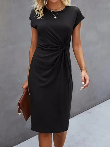 Elegantes Twist Solid Fitted Kleid für Damen