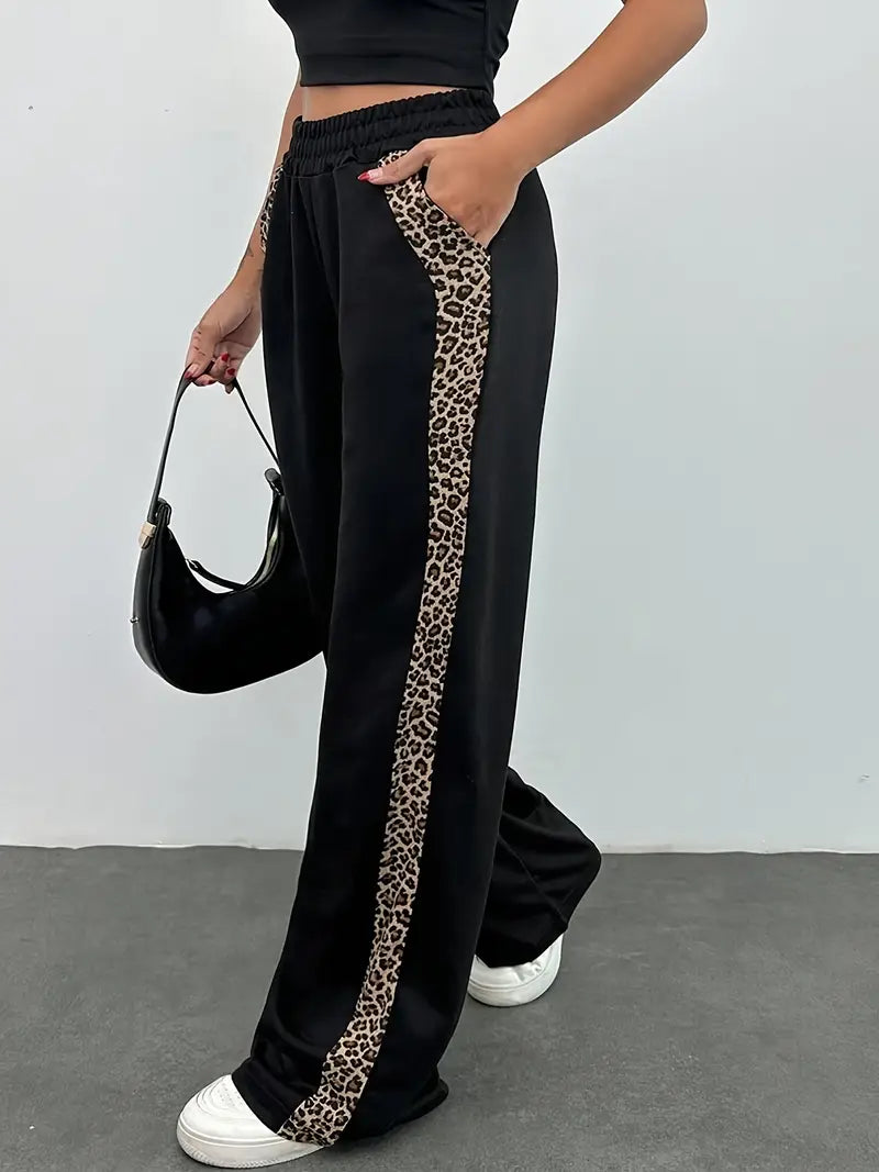 Damen Leoparden-Print-Jogger - Weite Passform Stil