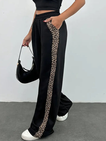 Damen Leoparden-Print-Jogger - Weite Passform Stil