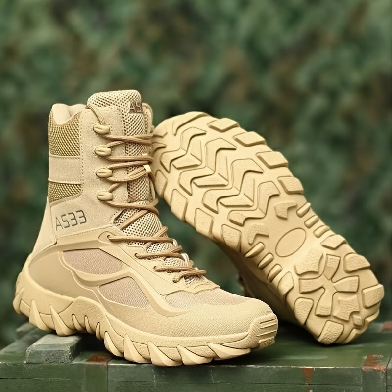 Botas de combate tácticas de cordones para hombre - Calzado con soporte para tobillo antideslizante
