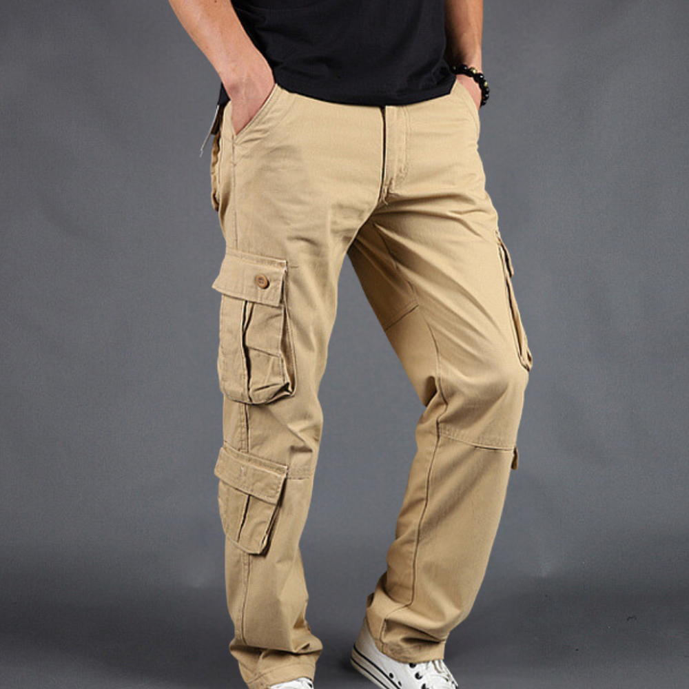 Herren Relaxte Passform Cargo Hose - Gerades Bein mit Seitlichen Pattentaschen