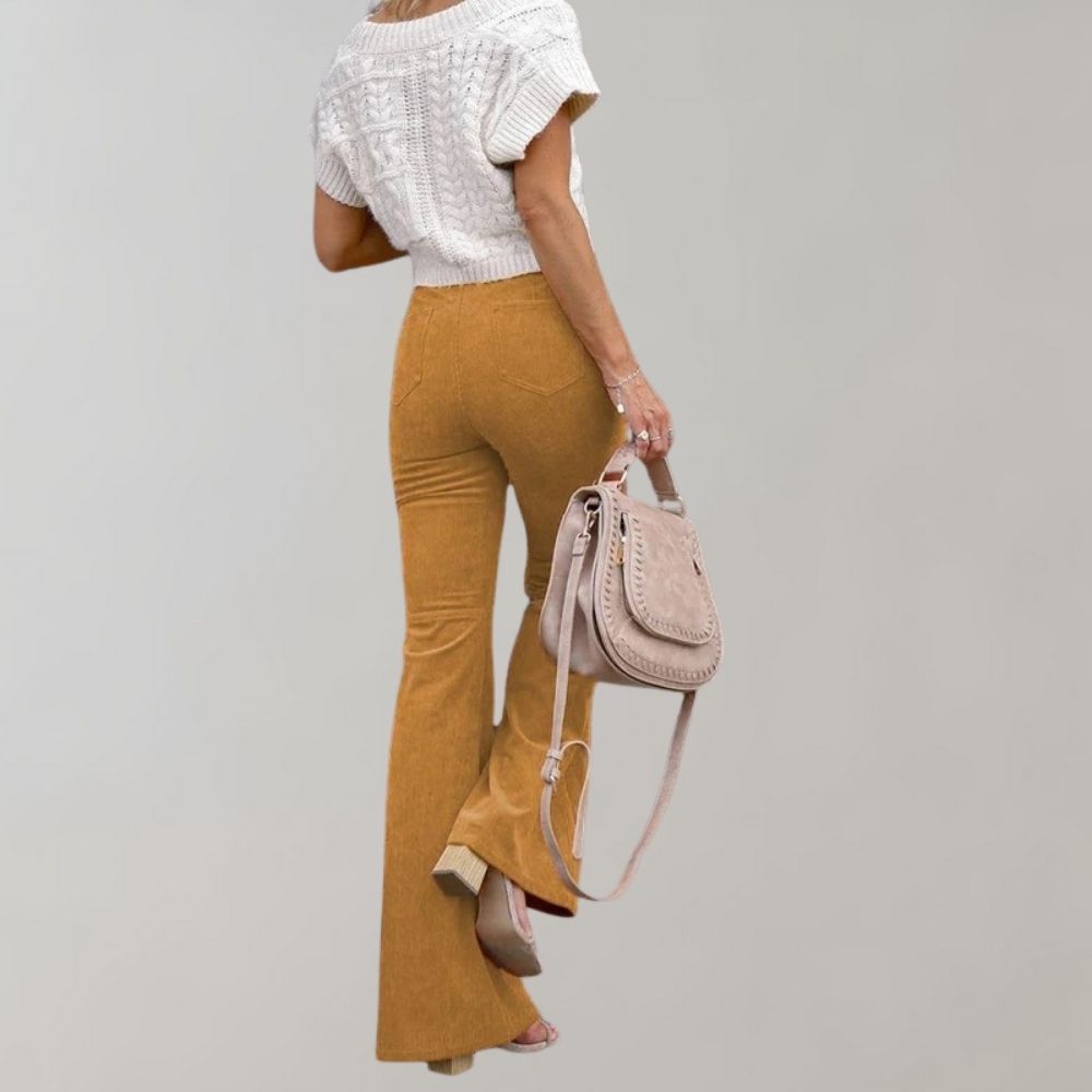 Damen Schlagjeans - High-Waist mit Knopfleiste