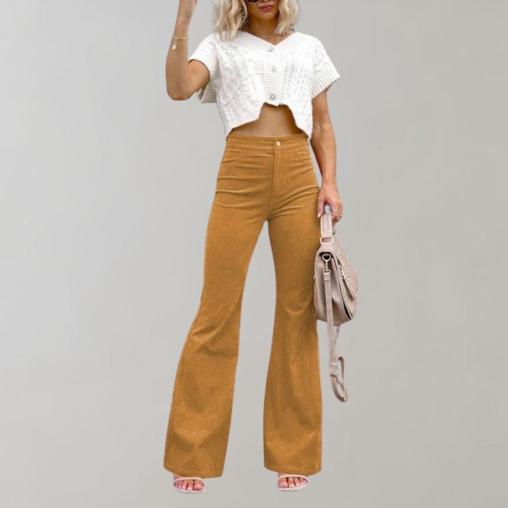 Women's Flared Jeans - High-Waist with Button Fly