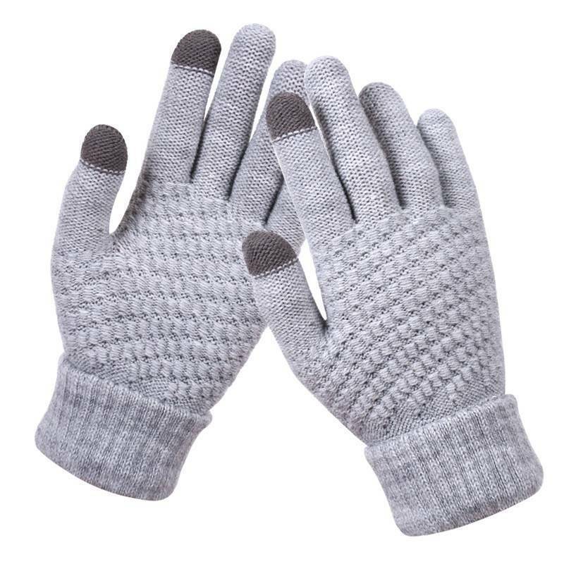 Damen Gestrickte Touchscreen-Winterhandschuhe - Gerippte Bündchen