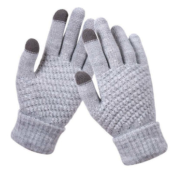 Damen Gestrickte Touchscreen-Winterhandschuhe - Gerippte Bündchen