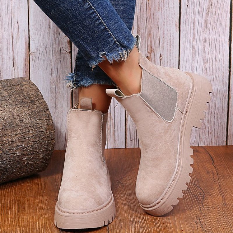 Women's Slip-On Chelsea Ankle Boots - Chunky Platform Sole