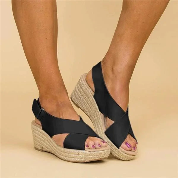 Damen Keilsandalen - Espadrille-Plateau mit Slingback