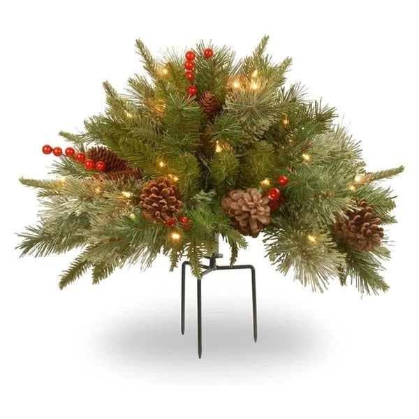 Christmas Planter Filler – Artificial Composition with Lights