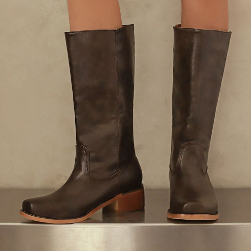 Stivali Alti al Ginocchio da Donna – Tacco Blocco Slip-On