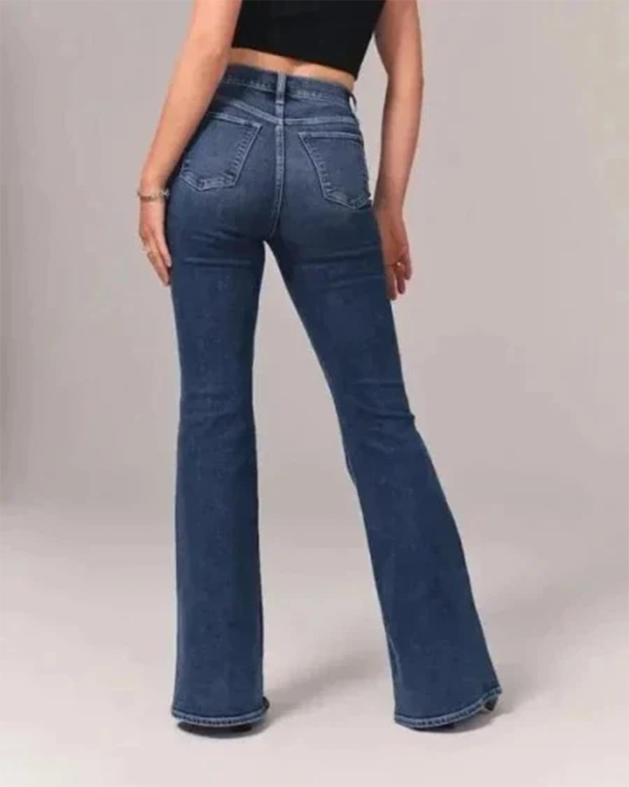 Damen Hoch Taillierte Schlagjeans - Dehnbare Passform