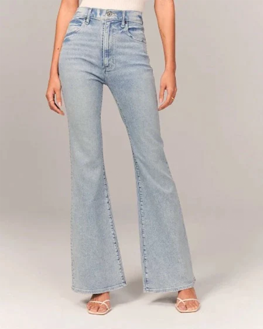 Damen Hoch Taillierte Schlagjeans - Dehnbare Passform