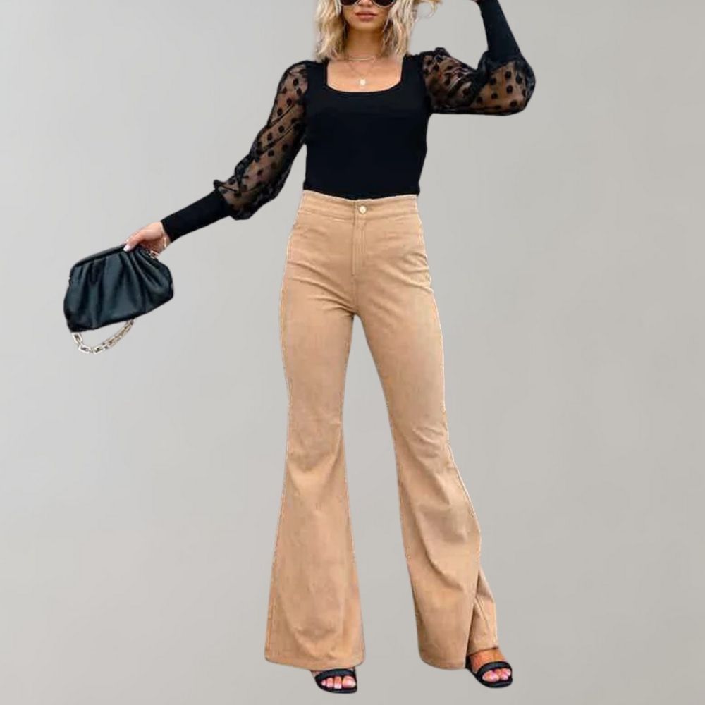 Women's Flared Jeans - High-Waist with Button Fly